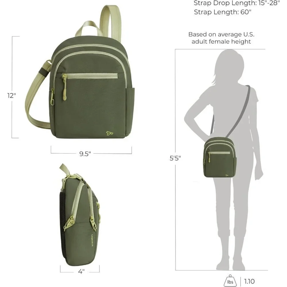Unisex Olive adult Travelon Anti-theft the Voyages Tour Bag Imported Zipper
